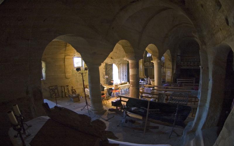 Detalle del interior de la iglesia desde el altar